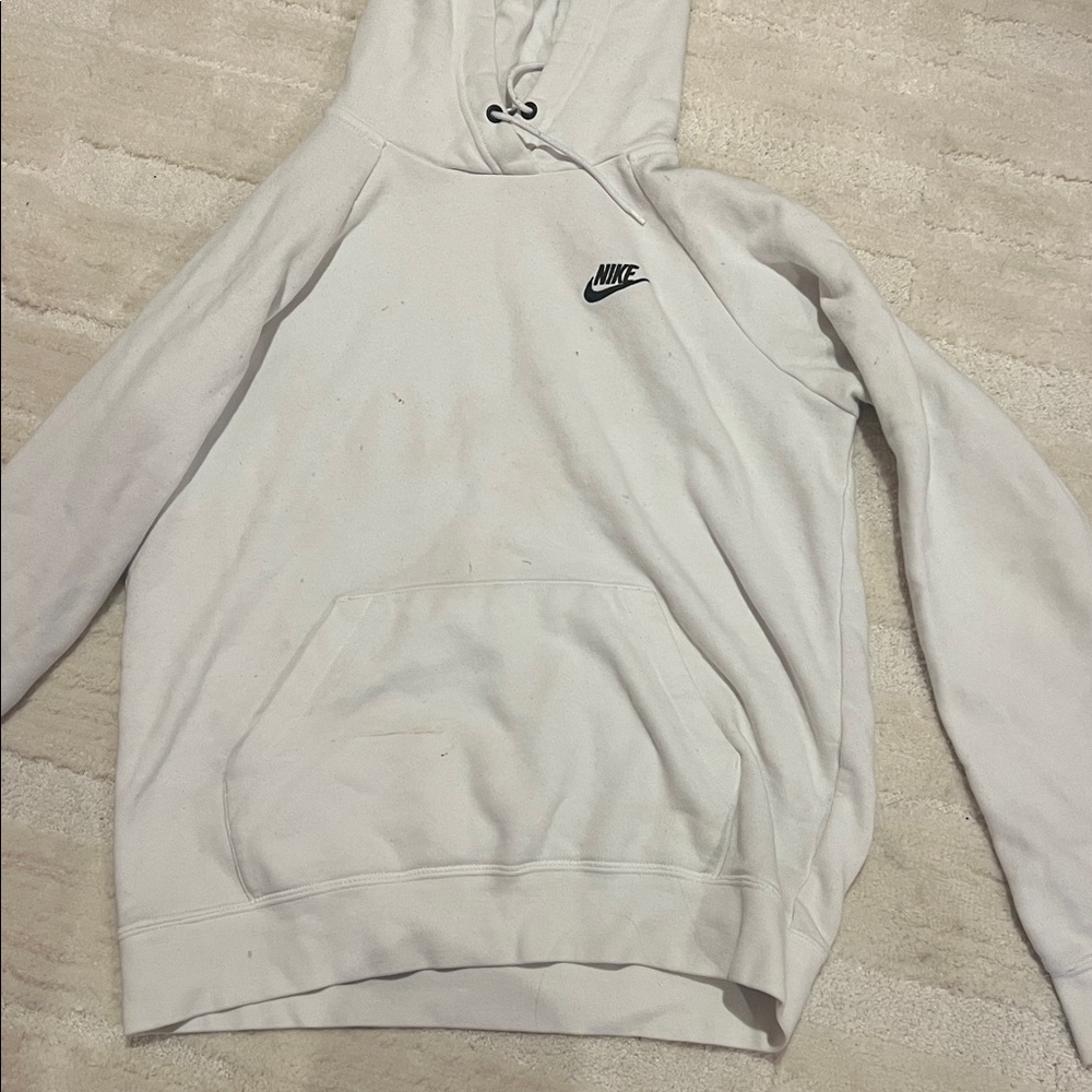 Nike Classic White Hoodie with Black Logo